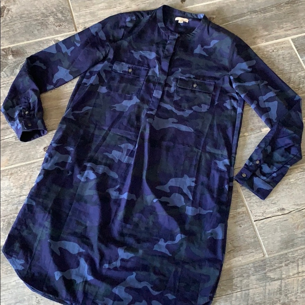 GAP Camo Long Sleeve Shirt Dress